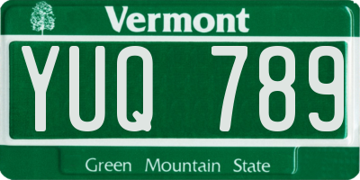 VT license plate YUQ789