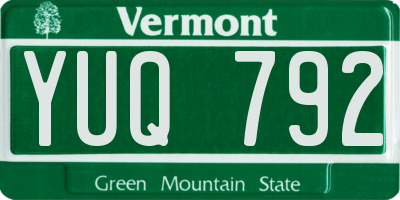 VT license plate YUQ792
