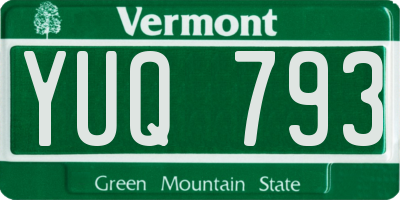 VT license plate YUQ793