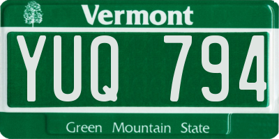 VT license plate YUQ794