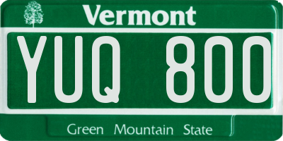 VT license plate YUQ800