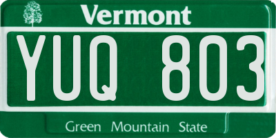 VT license plate YUQ803
