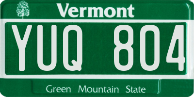 VT license plate YUQ804