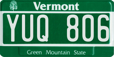 VT license plate YUQ806
