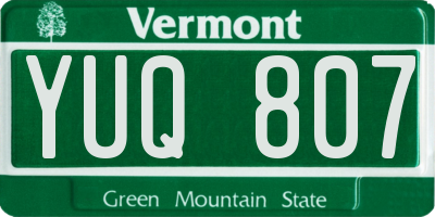 VT license plate YUQ807