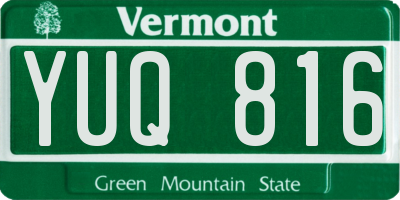 VT license plate YUQ816