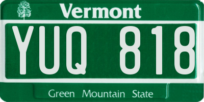 VT license plate YUQ818