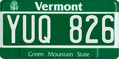 VT license plate YUQ826