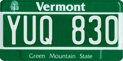VT license plate YUQ830