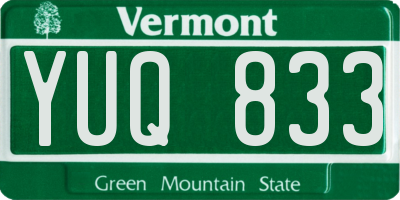 VT license plate YUQ833