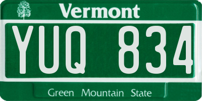VT license plate YUQ834