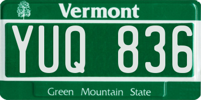 VT license plate YUQ836