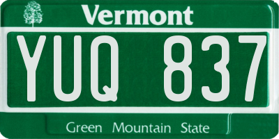 VT license plate YUQ837