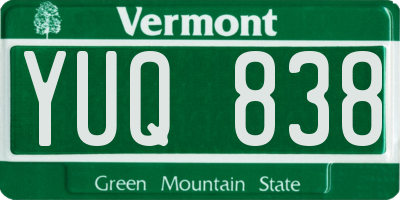 VT license plate YUQ838