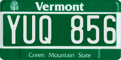 VT license plate YUQ856