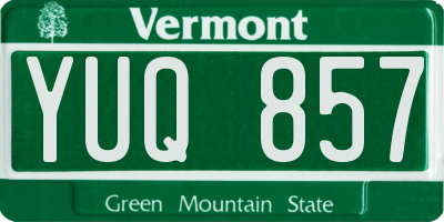 VT license plate YUQ857