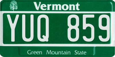 VT license plate YUQ859