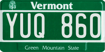 VT license plate YUQ860
