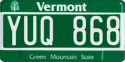 VT license plate YUQ868