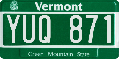 VT license plate YUQ871