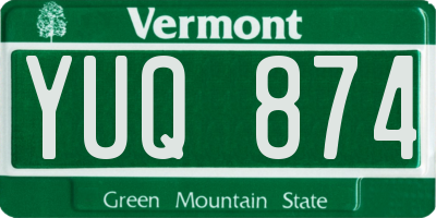 VT license plate YUQ874