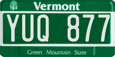 VT license plate YUQ877