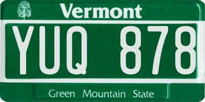 VT license plate YUQ878