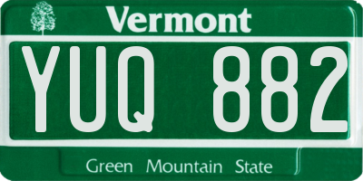VT license plate YUQ882