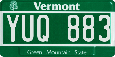 VT license plate YUQ883