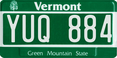 VT license plate YUQ884