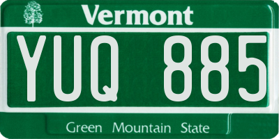 VT license plate YUQ885