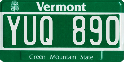 VT license plate YUQ890