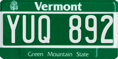 VT license plate YUQ892