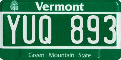 VT license plate YUQ893