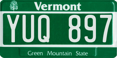 VT license plate YUQ897