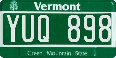 VT license plate YUQ898