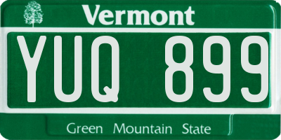 VT license plate YUQ899