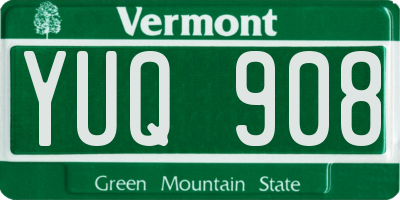 VT license plate YUQ908