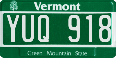 VT license plate YUQ918