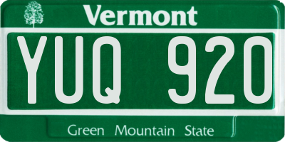 VT license plate YUQ920