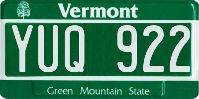 VT license plate YUQ922