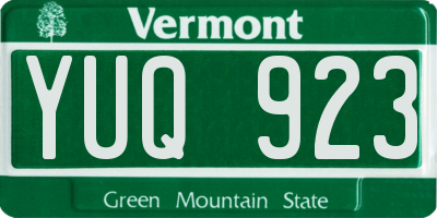 VT license plate YUQ923