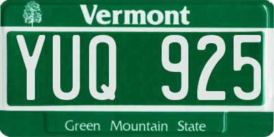 VT license plate YUQ925