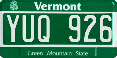 VT license plate YUQ926