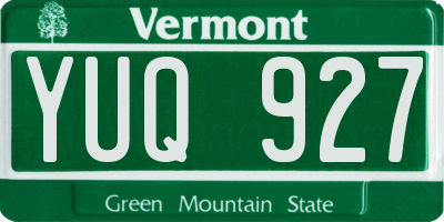 VT license plate YUQ927