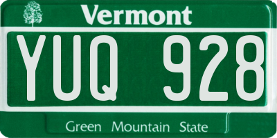 VT license plate YUQ928