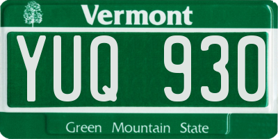 VT license plate YUQ930