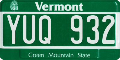 VT license plate YUQ932