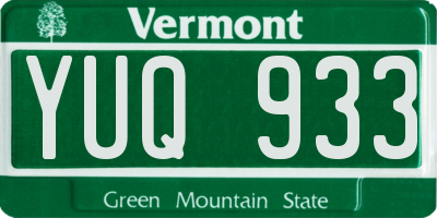 VT license plate YUQ933