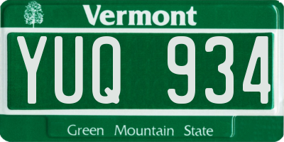 VT license plate YUQ934